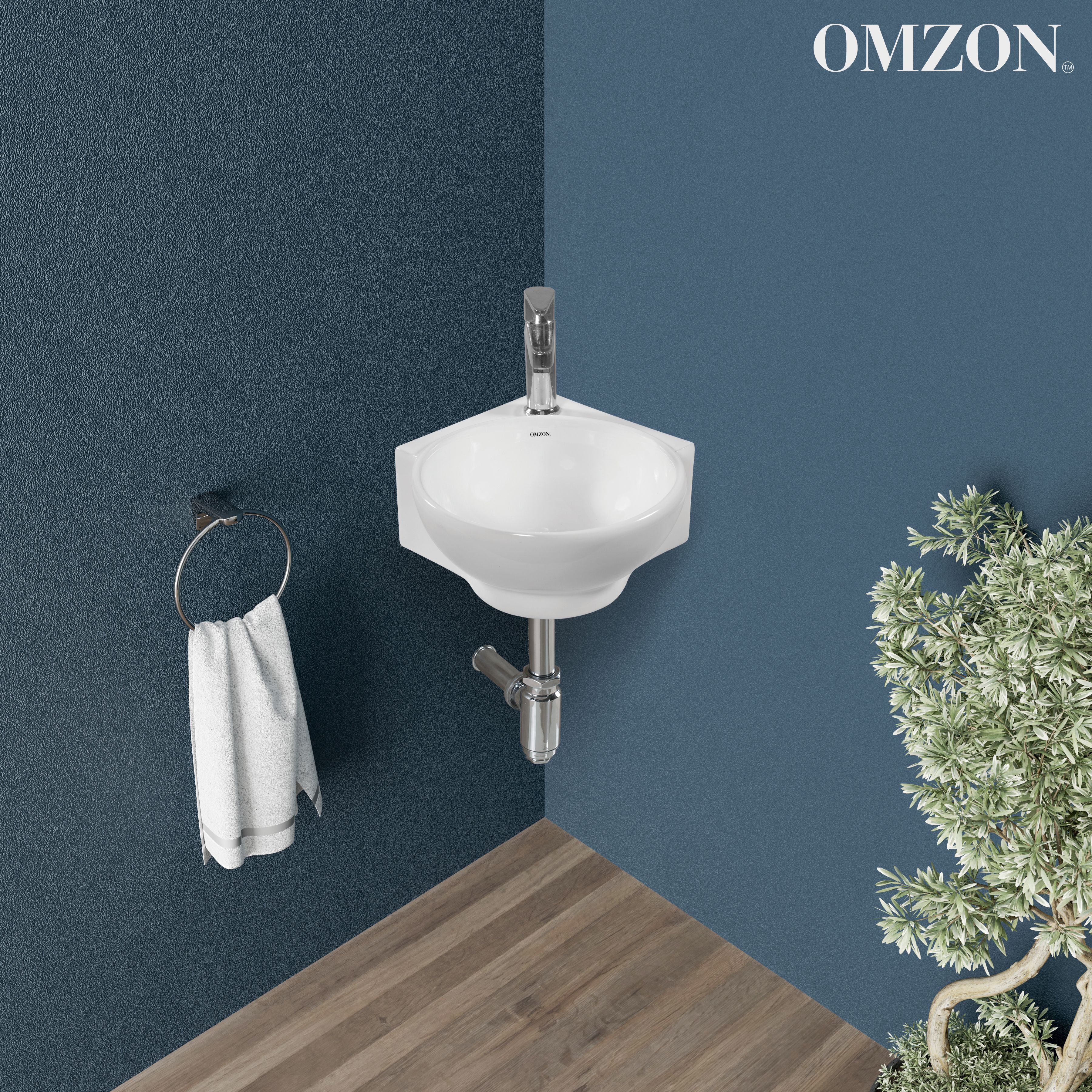 Ceramic Small Corner Hand Wash Basin For Bathroom/Kitchen (12x12x5 Inch) NOVEL Corner Basin-image-15