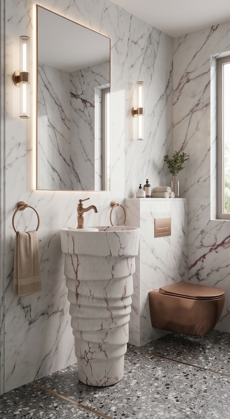 luxehome Modern Luxury Freestanding Wash Basin with Marble Effect Modern Luxury Freestanding Wash Basin with Marble Effect Pedestal Basin-picture-48