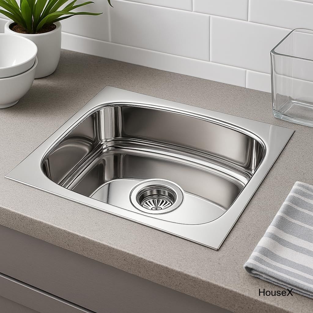 HouseX Premium Quality Kitchen sink 16"x18"x10" inches Single bowl sink KS-104 Vessel Sink-image-31