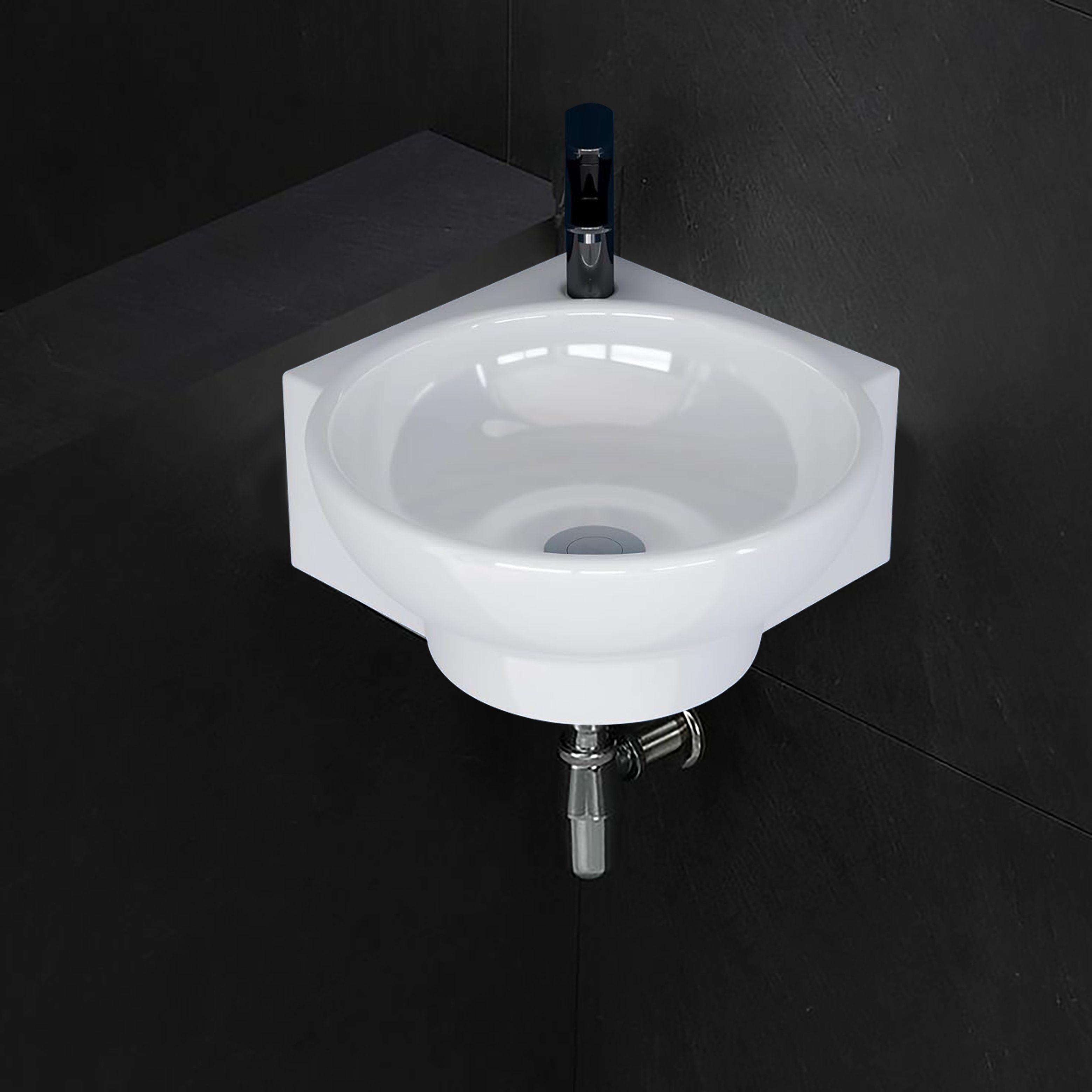 Premium Quality Ceramic Corner Wash Basin Super White Small Size Corner Basin-image-24