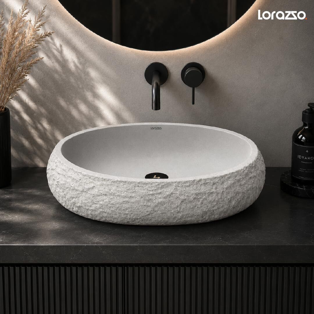 Riverstone Concrete (Grey) - Table Top Wash Basin (Round) Riverstone Concrete Grey Round Table Top Wash Basin Table Top Basin-image-38