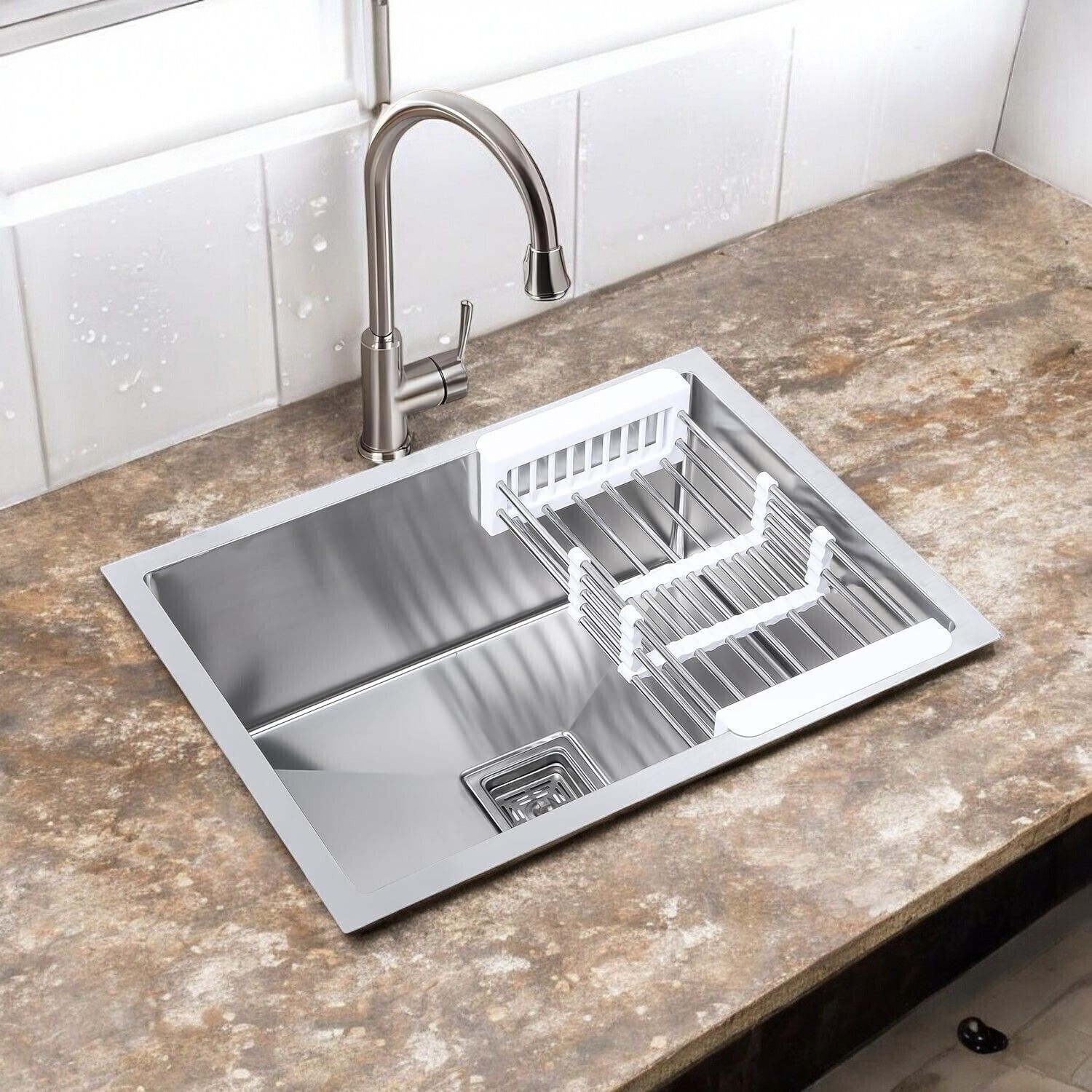 Kitchen Sink 22x18x10 Single Bowl, 22 Inch, SS304, 16-Gauge Stainless Steel Sink IEZ22X18 | Premium Material | Dent-Resistant Steel | Superior Strength | Vessel Sink