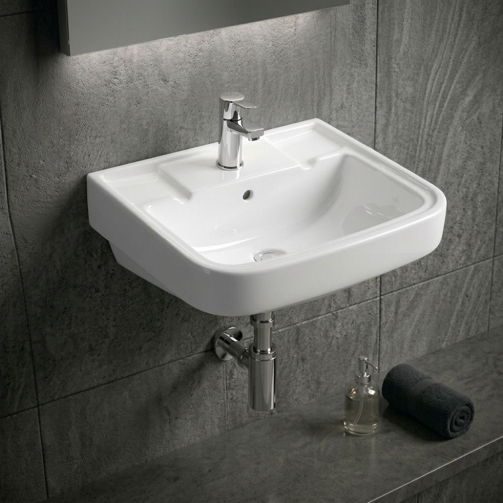 Glossy Ceramic White Colour 16x12 Inch Wall Mounted Hand Wash basin for Bathroom WS-01 Wall Hung Basin-image-16