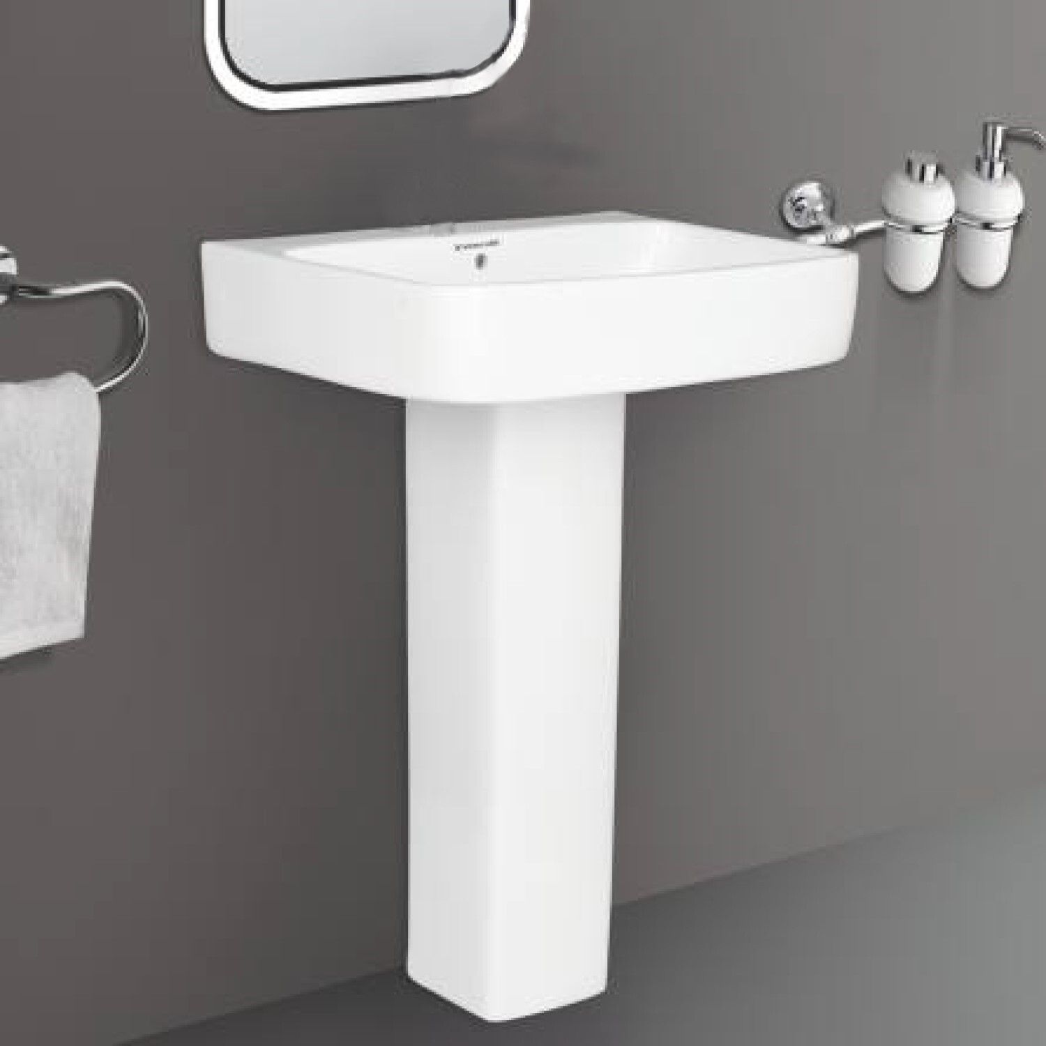 bm belmonte Ceramic Pedestal Wash Basin Thar 22 Inch x 18 Inch for Bathroom / Dining Pedestal Basin-picture-10