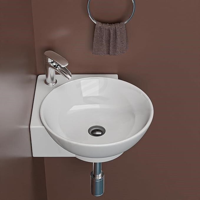 CORNER 14 Ceramic Wash Basin Wall Hung Small Corner Wash Basin/Sink Corner Basin-image-27