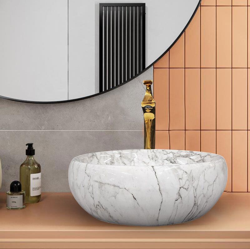 Premium Designer Ceramic (M05) Wash Basin with Waste Pipe & Coupling Set (16*12*5)(M05) Table Top Basin-image-45