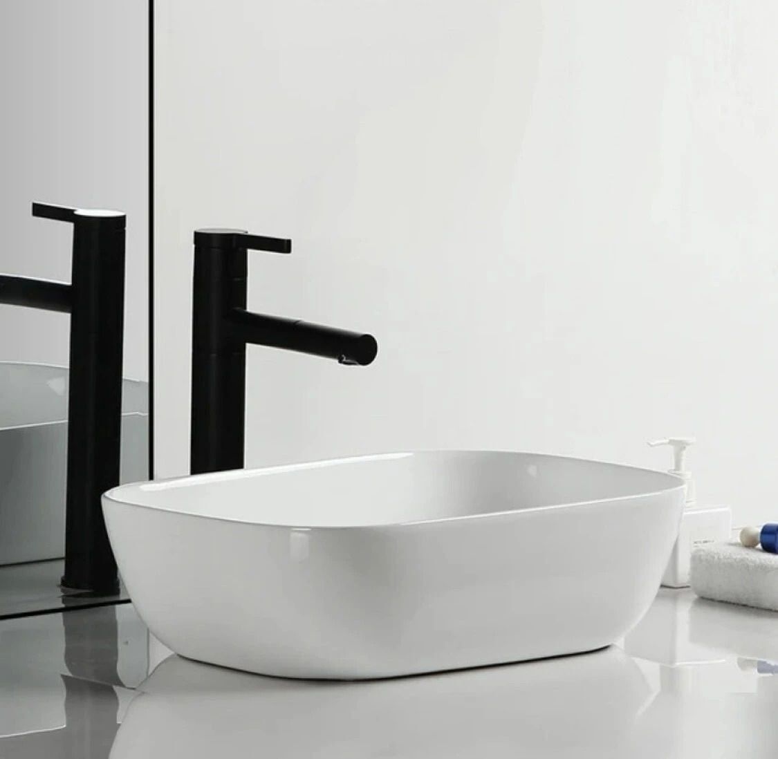 Premium Designer Ceramic Wash Basin(White) (18*13*5)(White-02) Table Top Basin-image-21