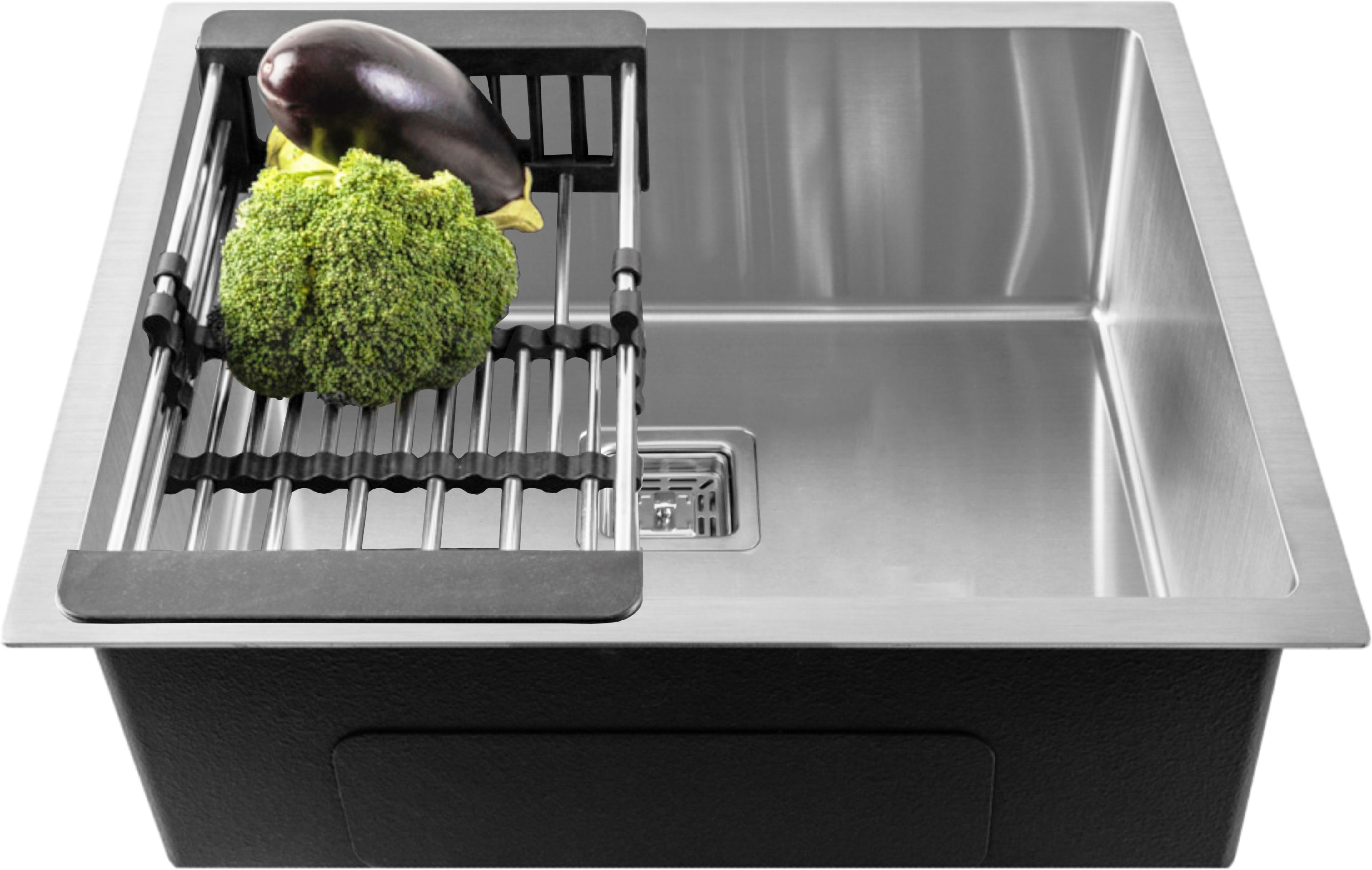 fossa 21"x18"x9" Inch Single Bowl Premium Handmade Kitchen Sink Matte Finish FS-03 Vessel Sink-picture-14