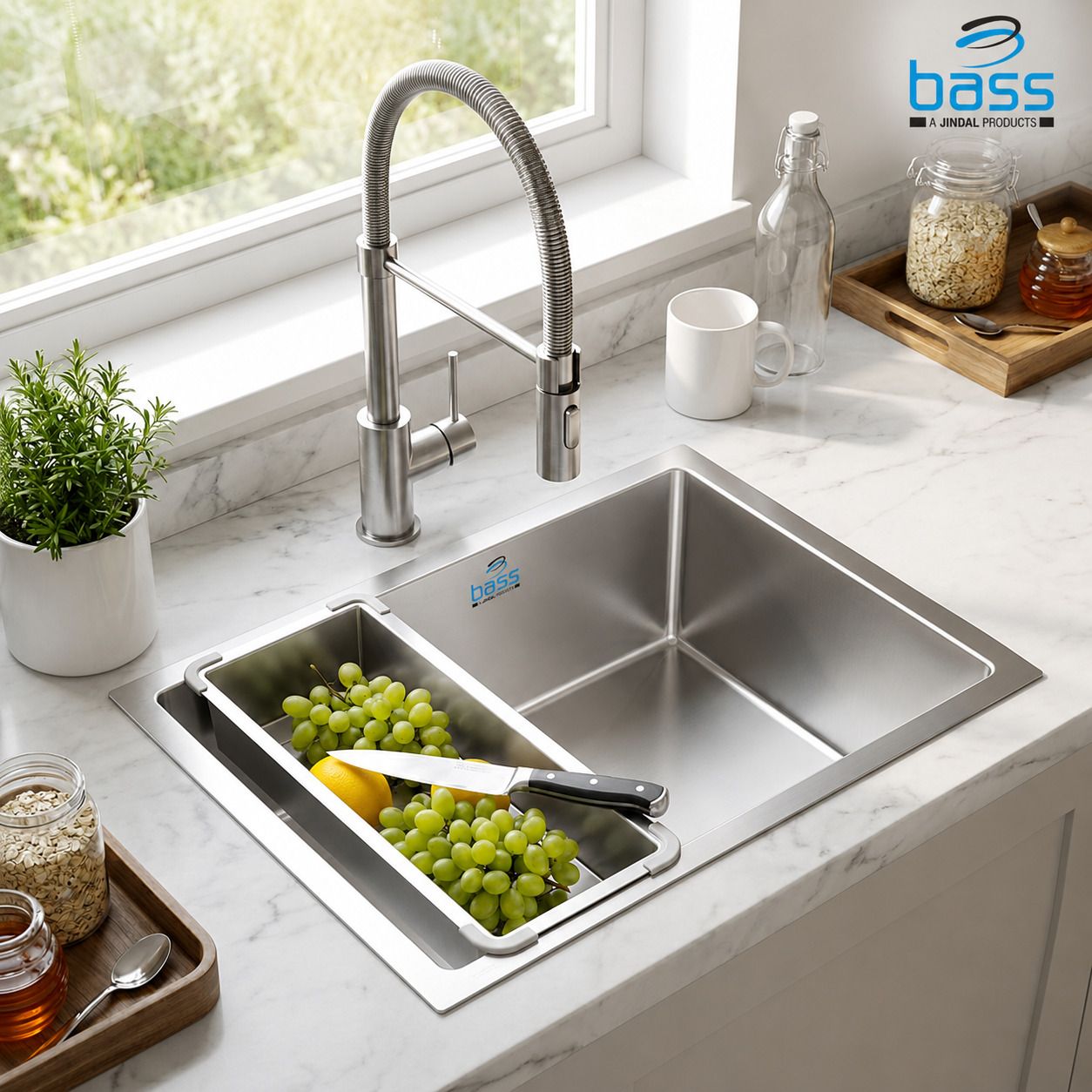 bass Elite Premium 24" X 18" X 10" Single Bowl Handmade Kitchen Sink Sound Proof Sink Elite Premium 304 Grade Stainless Steel Handmade Kitchen Sink With Basket(24x18) Vessel Sink-picture-36