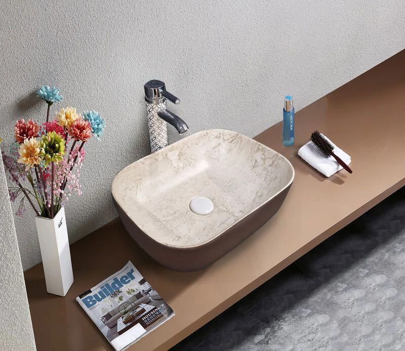 incera Premium Designer Ceramic Wash Basin Matt N with Waste Pipe & Coupling Set (18*13*5)(Chocolate-1095) N Table Top Basin-picture-12