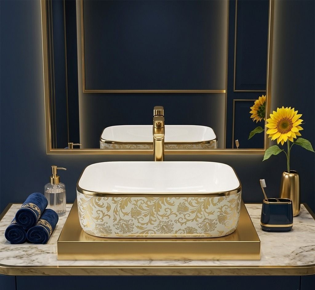uniwell Premium Curved Shape Ceramic Counter Top Bathroom Basin | Glossy Vanity Bowl | US-1003-D Table Top Basin-picture-44
