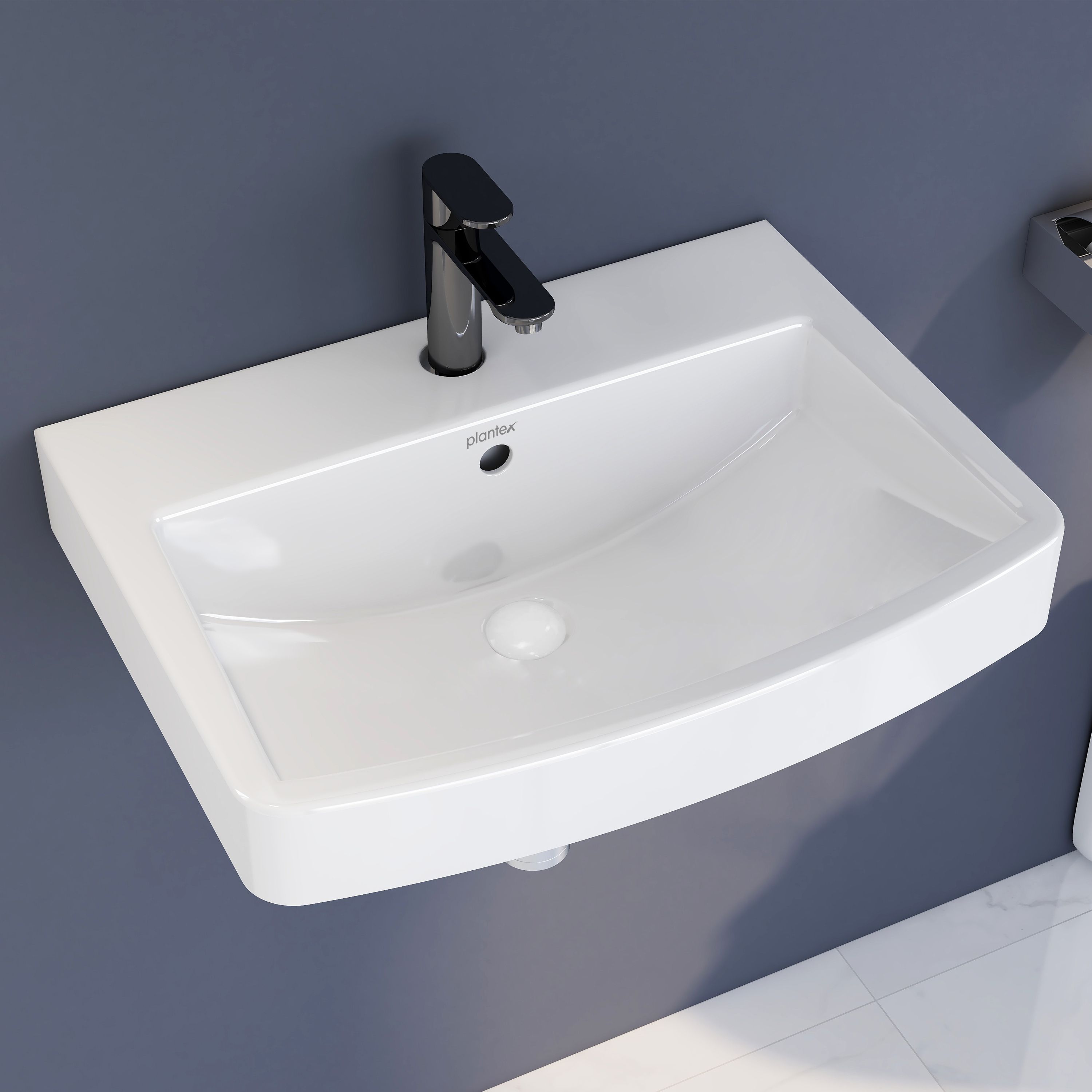 Platinum Ceramic Rectangular Wash Basin/Basin for Bathroom (APS-996,Flora) Wall Hung Basin-image-1