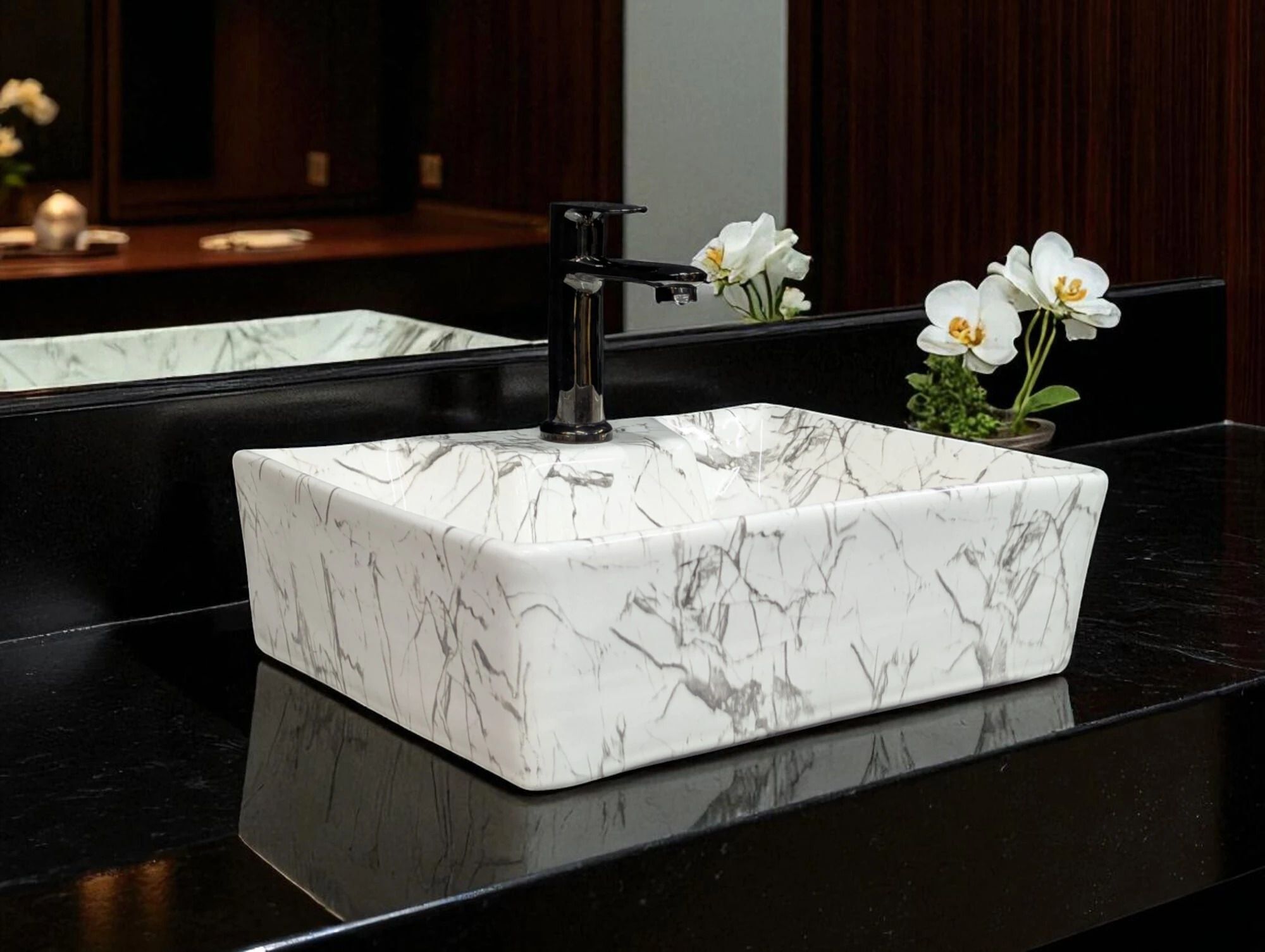2 in 1 Designer Ceramic Wall mount and Table top Wash basin 16x12(M06) (16x12x5)(M06)Tap Table Top Basin-image-3