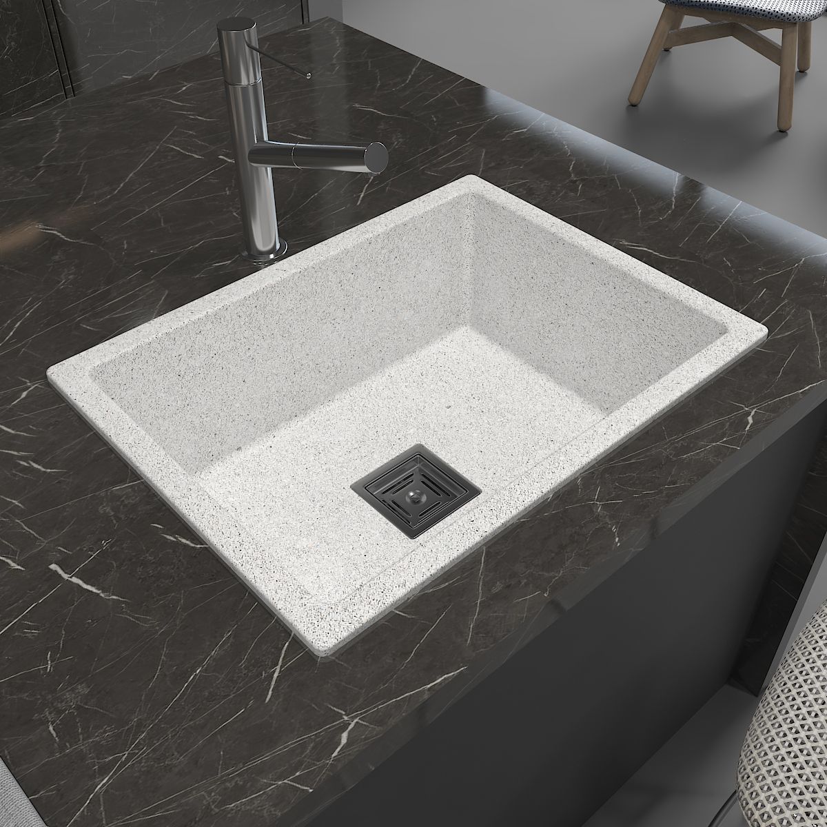 Quartz Sink - 18 x 16 x 8.5 In, 10mm Thickness - Heavy - Duty Premium Quality Sink with Waste Coupling & PVC Pipe – Smooth Finish Corner Basin-image-49