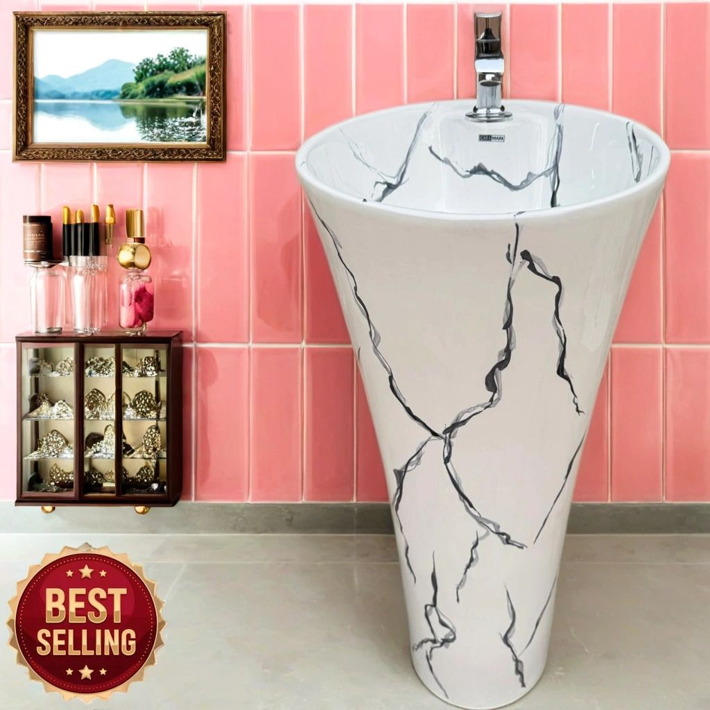 pedestal wash basin|ceramic wash basin with pedestal|damru washbasin|basin| /Modern Pedestal Wash Basins/One Piece Pedestal/ Pedestal Basin-image-24
