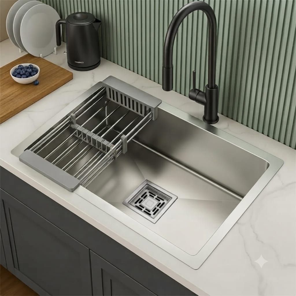 KITCHEN HANDMADE KITCHEN SINK | 24X18X10 Vessel Sink-image-8
