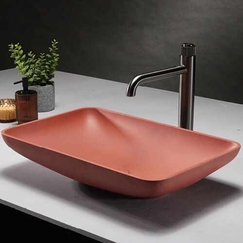 uniwell Premium Rectangle Cement Counter Top Bathroom Basin | Fancy Matte Vanity Bowl | US-1044-C Table Top Basin-picture-14