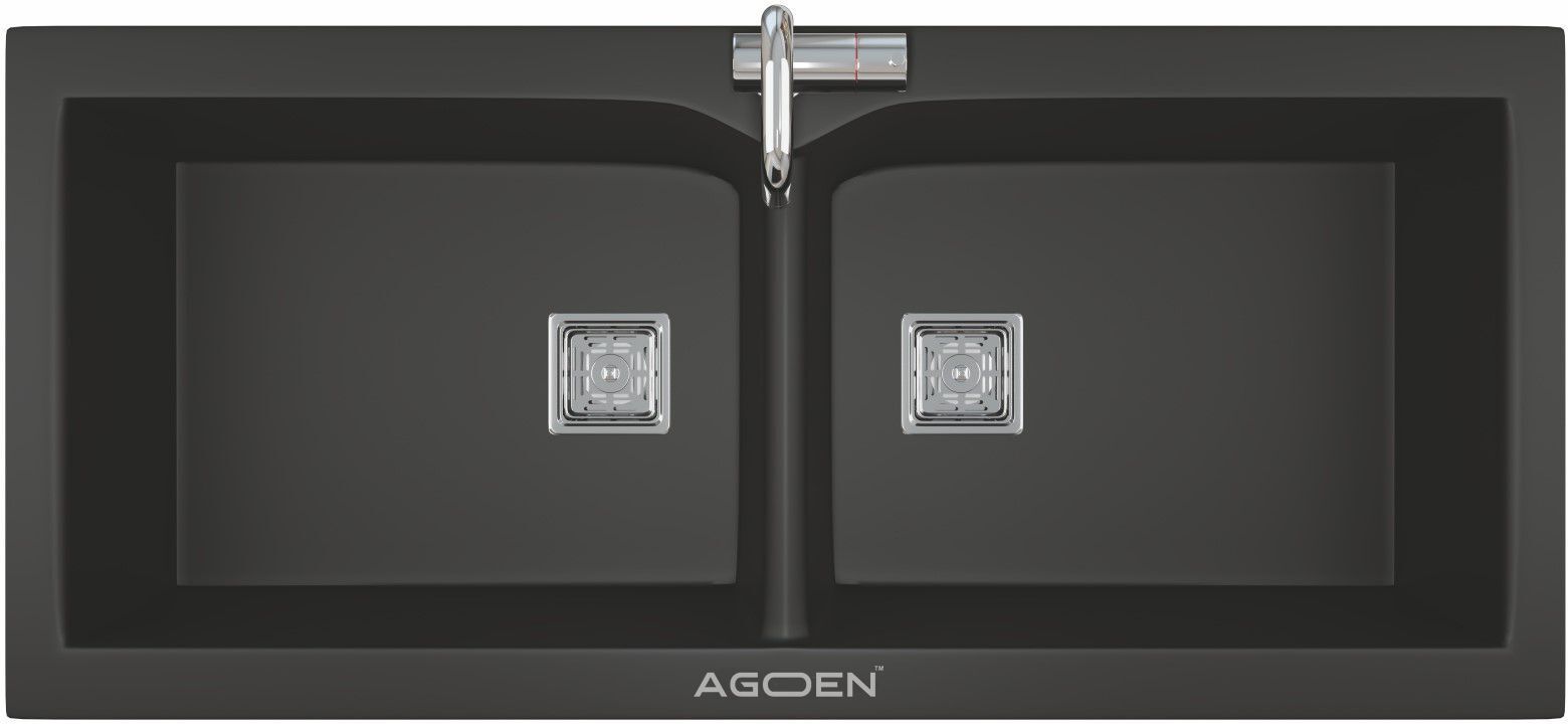 4view 45x20 Inch Double Bowl Granite Quartz Kitchen Sink | 12mm Thick Metallic Finish Heat & Scratch Resistant | Top/Under/Flush Mount | With Coupling & Waste Pipe Under Counter Basin-picture-28