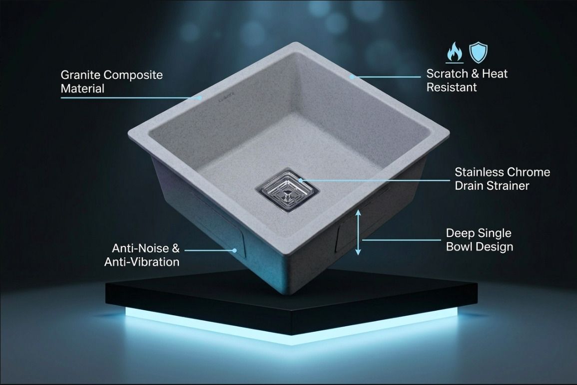 18X21 GRANITE GREY QUARTZ KITCHEN SINK CRT-QS-1821-GREY Counter Top-image-33