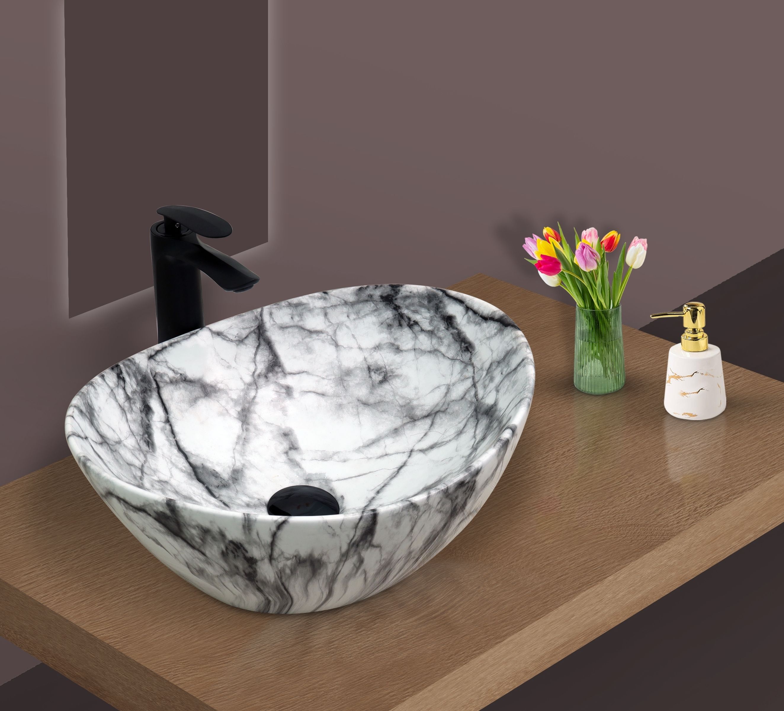 MS_208 Glossy Finish Ceramic Bowl Moon Look Perfect Size Basin Super Model For Bathroom Kitchen Livingroom And Any Wash Area Table Top Basin-image-22