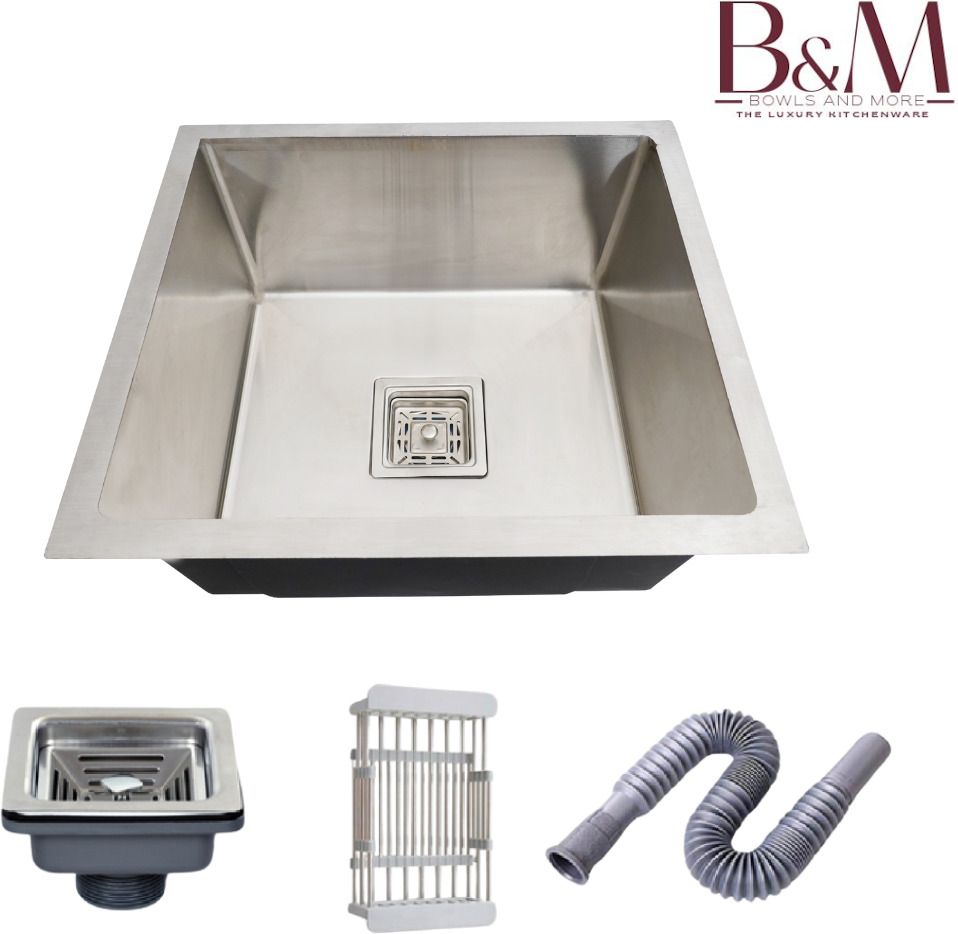 | 16" X 18" X 10" | Steel Matt Finish | Wire Basket & SS Coupling Set | Single Bowl Handmade Kitchen Sink with Multi-Functional Vessel Sink-image-49