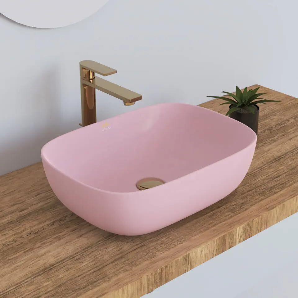 Matte Finish Designer Tabletop Vessel Sink Wash Basin For Bathroom (18 x 13 x 5.5 Inch) Counter Top-image-22