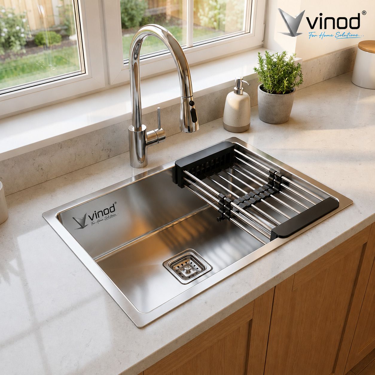 24x18x10 inch Single Bowl 304 Grade SS Premium Handmade Kitchen Sink 24*18 Inch Matt Finish Handmade sink with Accessories Vessel Sink-image-3