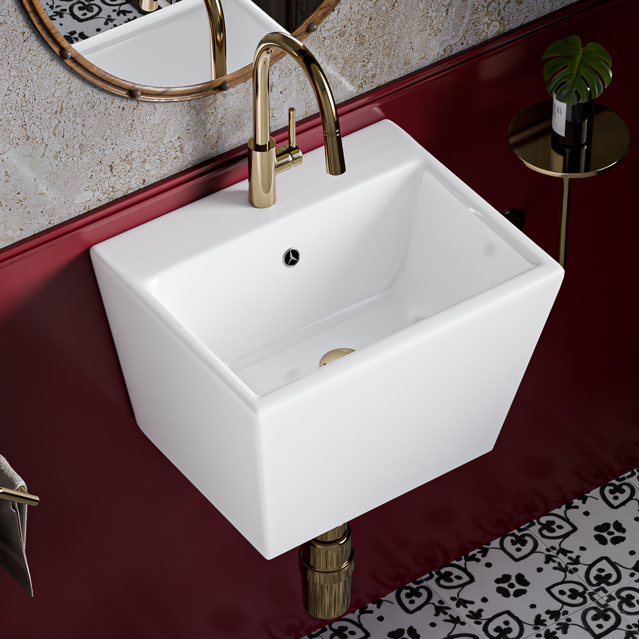 Premium Ceramic Wall Mounted Wash Basin Glossy White Rectangular Bathroom Sink | Space Saving Wash Basin Wall Hung Basin-image-43