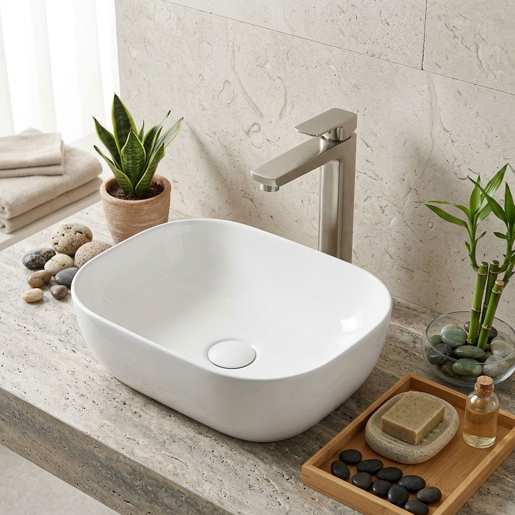 edon Premium Ceramic Glossy Finish Table Top Wash Basin(18x13x5 INCH) E-1006 Counter Top-picture-18