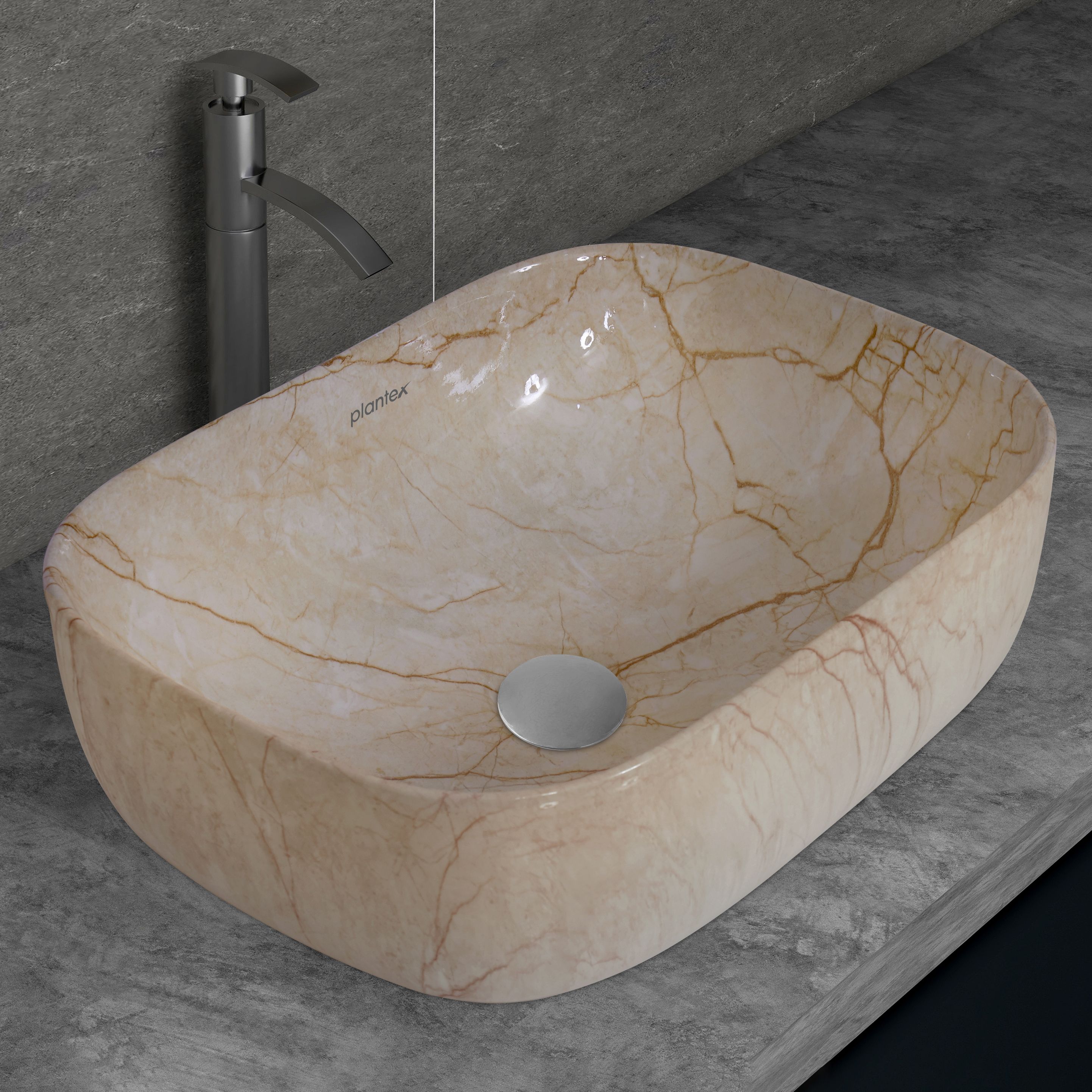 plantex Ceramic Wash Basin/Tabletop Wash Basin/Washbasin Hand Wash-Marble Finish (ALPHA-NS-142) Table Top Basin-picture-23