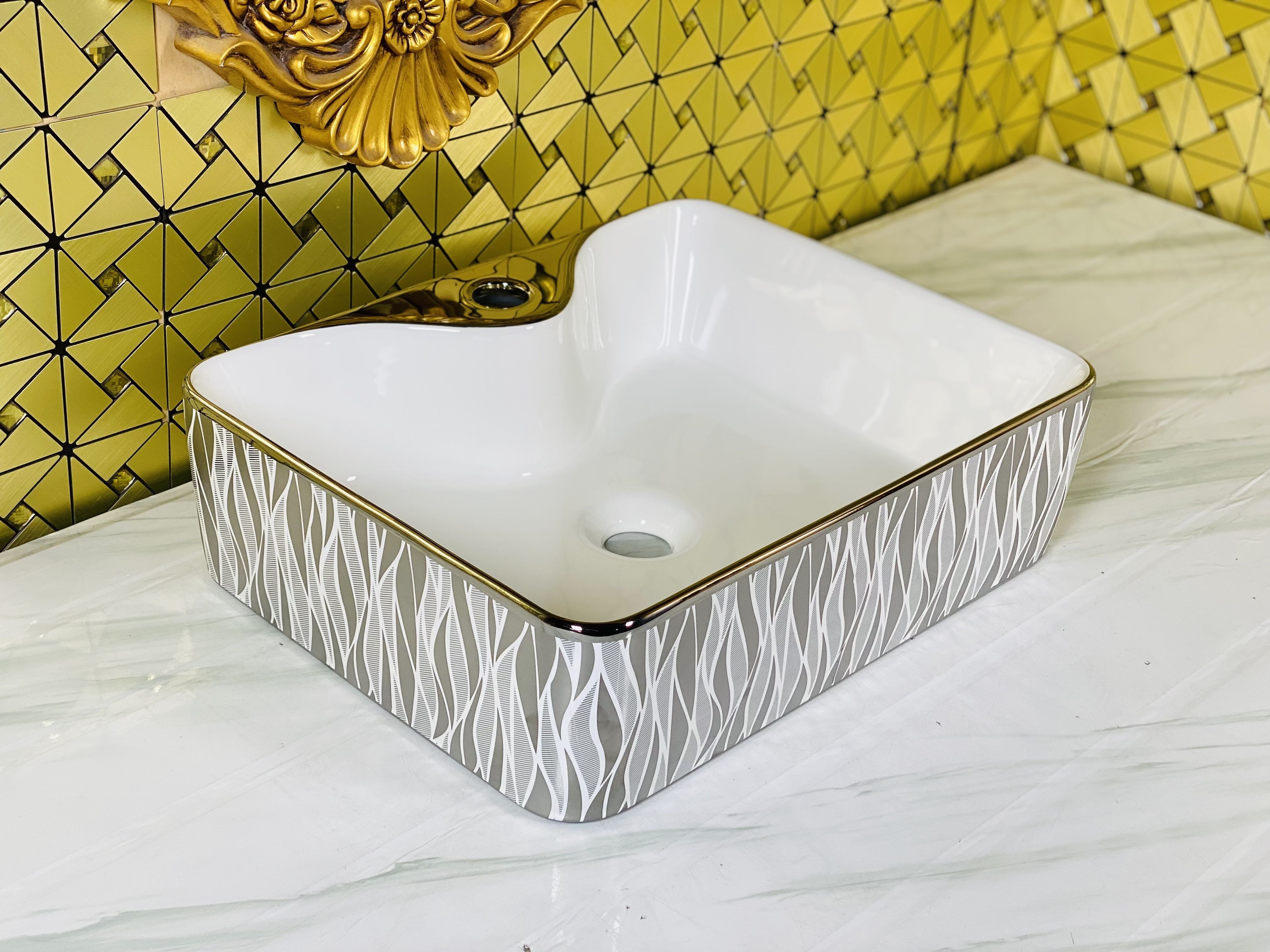 Ceramic Square Wash Basin 19x15 Inch Table Top Bathroom JLS-154 Table Top Basin-image-8