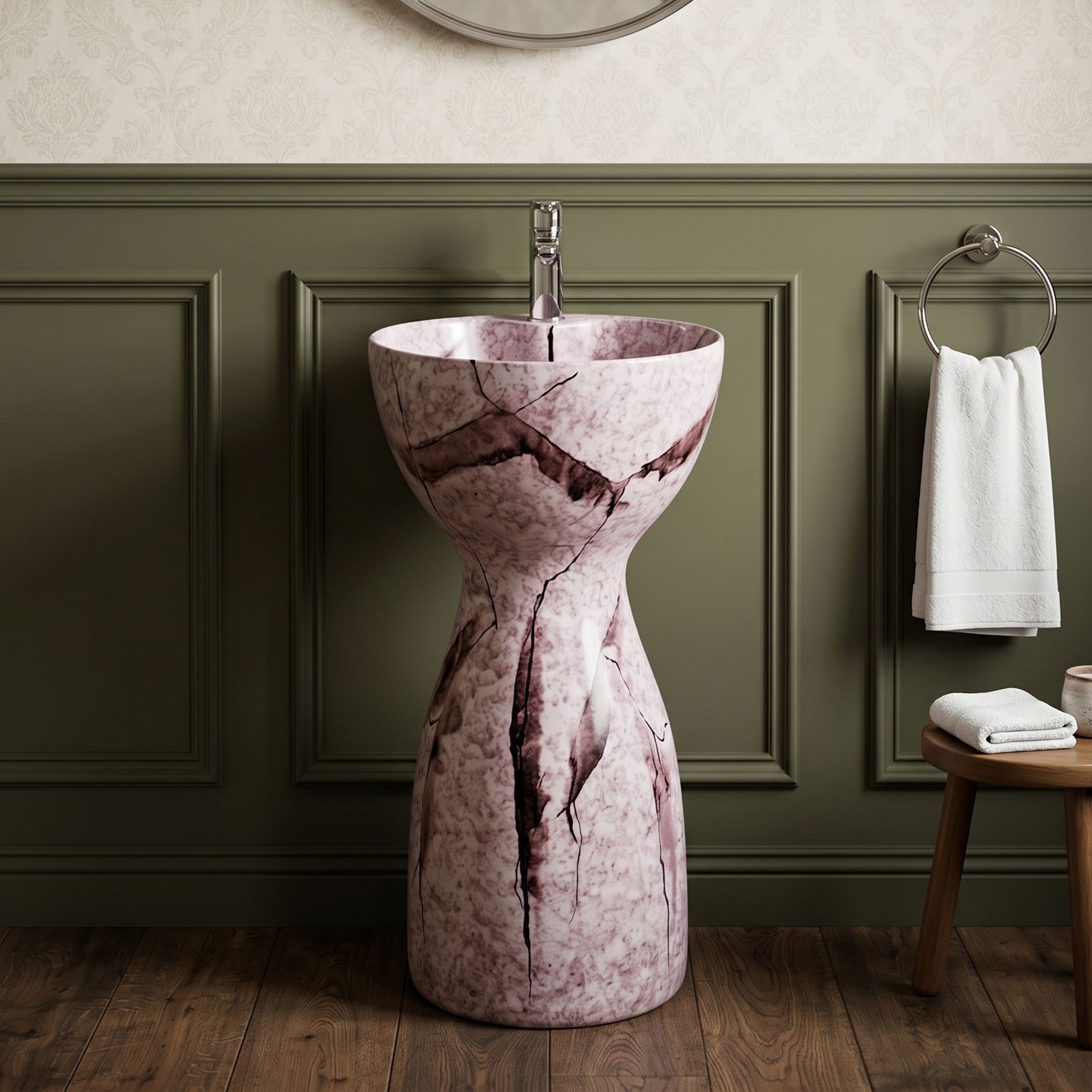 glexero Premium ceramic new bathroom wash basin Hand art new style J01 Pedestal Basin-picture-4