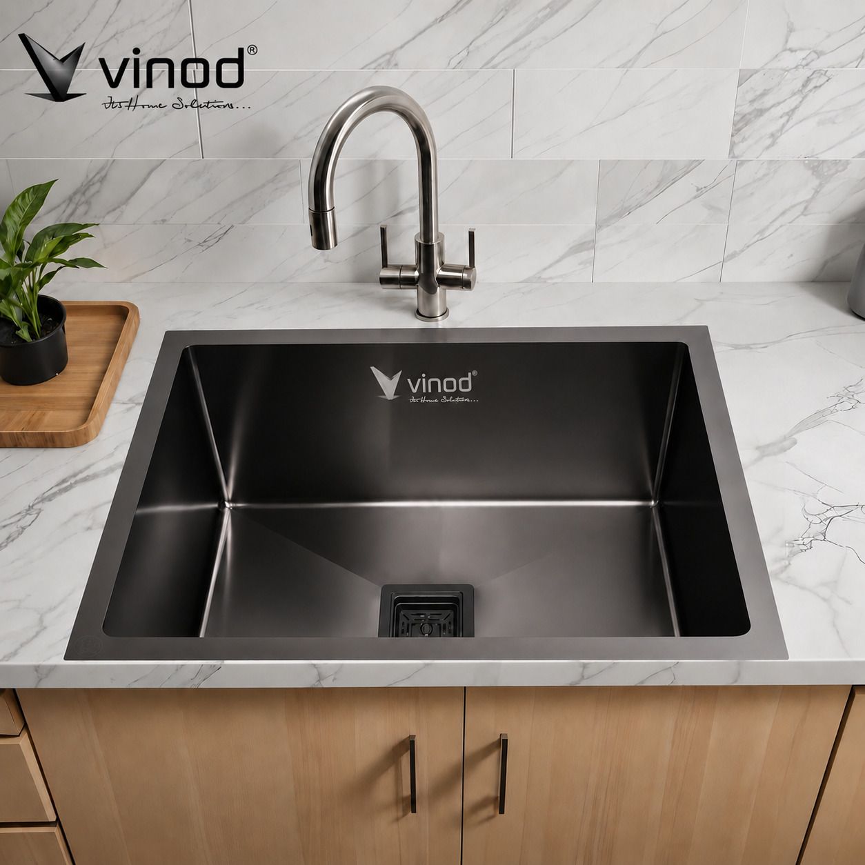 24"x18"x10" Inch Black Handmade Kitchen Sink | Single Bowl Stainless Steel Sink| 24*18 Black Single Bowl Matt Finish Kitchen Sink with basket Vessel Sink-image-44