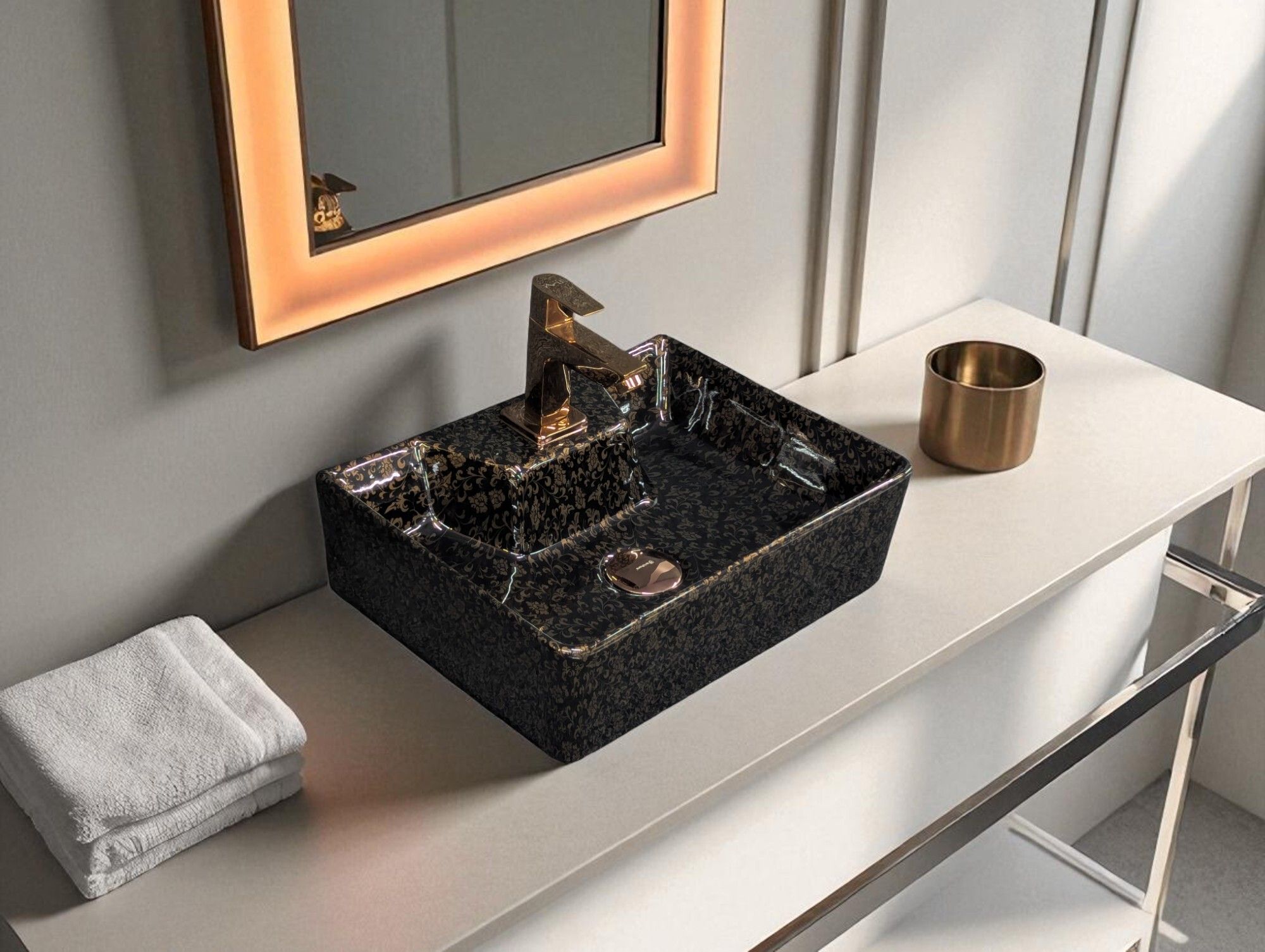 Premium Designer Ceramic Wash basin 16x12(M57) with Waste pipe & Coupling Set (16x12x5)(M57)Tap Table Top Basin-image-44