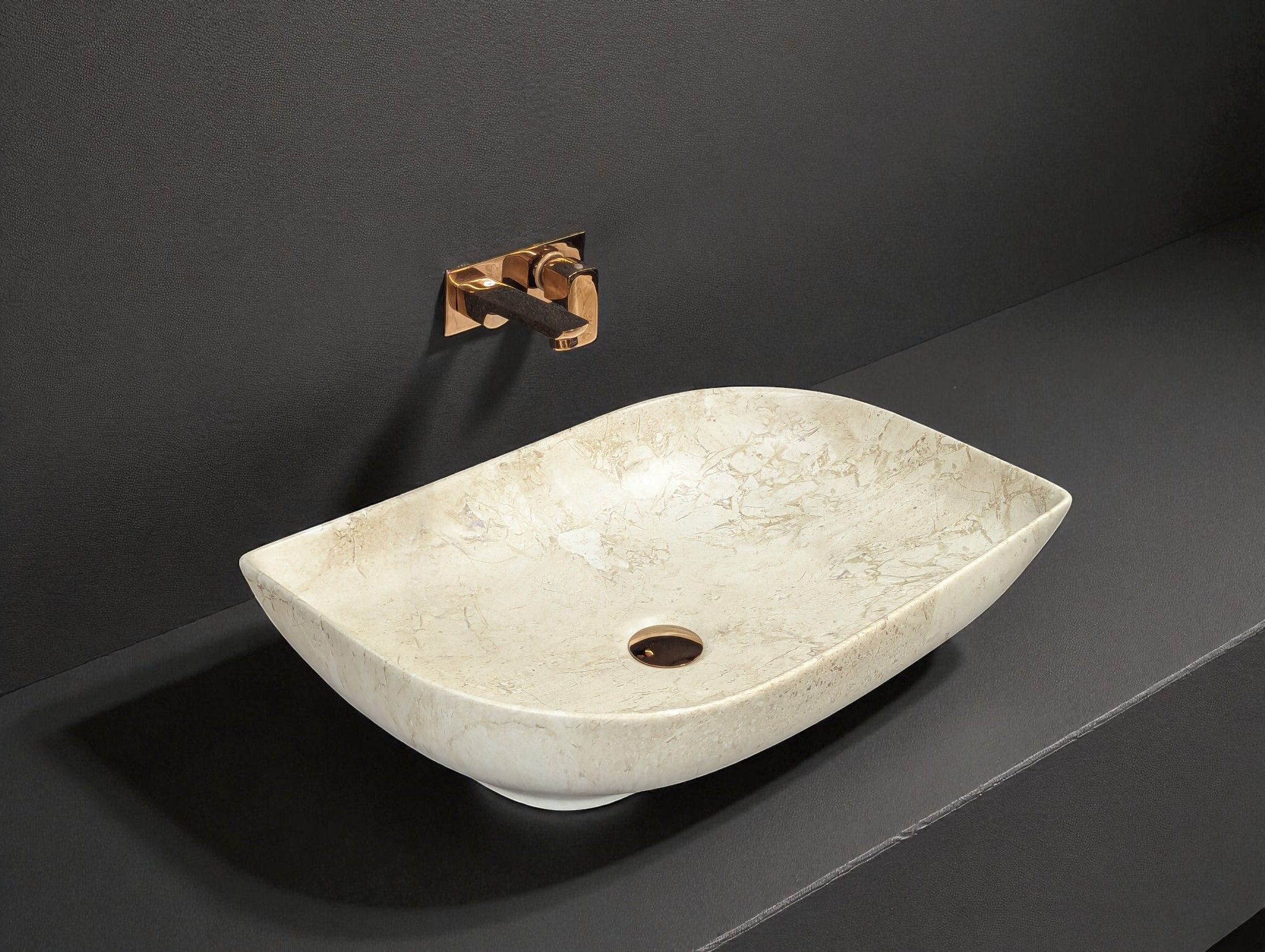 Premium Designer Grey Marble Ceramic Wash Basin(M-95) Matt (24*16*5)(M95) Matt Table Top Basin-image-20