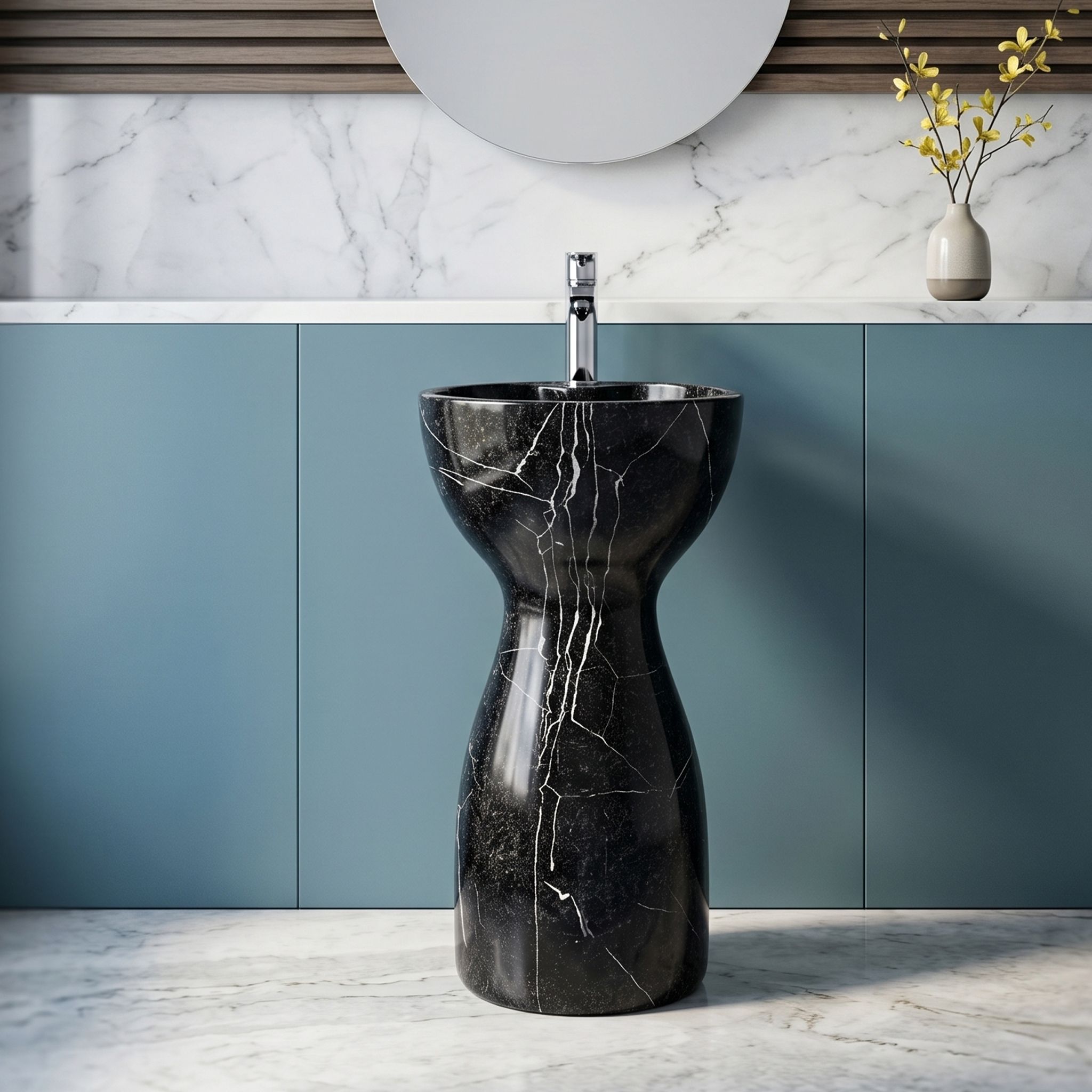 glexero Luxurious ceramic living room wash basin Marble design J05 Pedestal Basin-picture-3