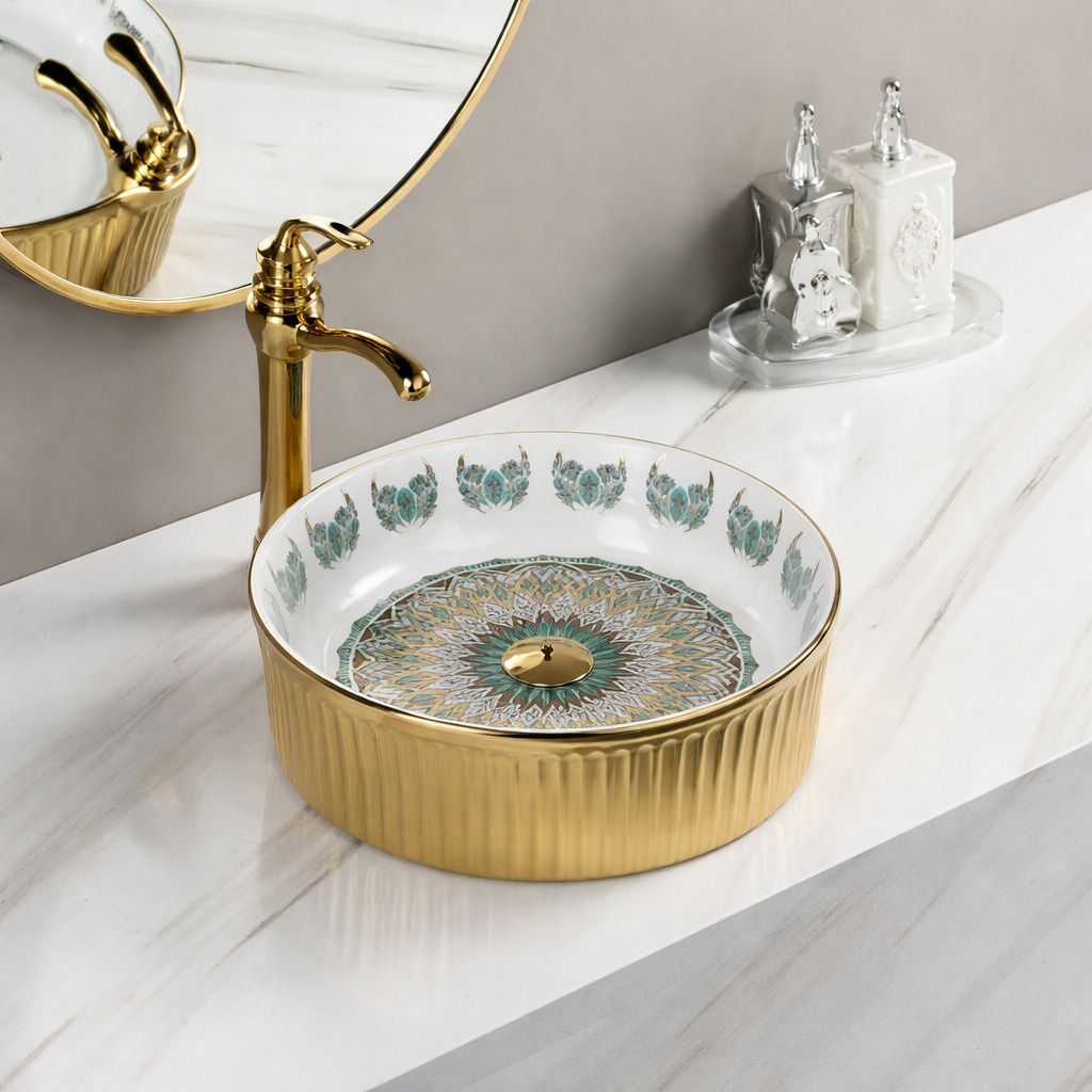 uniwell Premium Round Ceramic Counter Top Bathroom Basin | Designer Glossy Vanity Bowl | US-1009-C Table Top Basin-picture-44