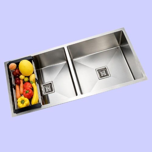 ajantasanitary Double Bowl Kitchen Sink| Wash Basin For Modern Kitchens | AI 1506 (45*20 inch) Double sink (AI 1506) 45*20 inch Vessel Sink-picture-10