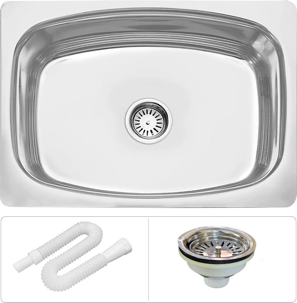 HouseX Premium Stainless steel sink Kitchen sink 16x18x7 Single bowl sink KS-1150 Vessel Sink-image-23