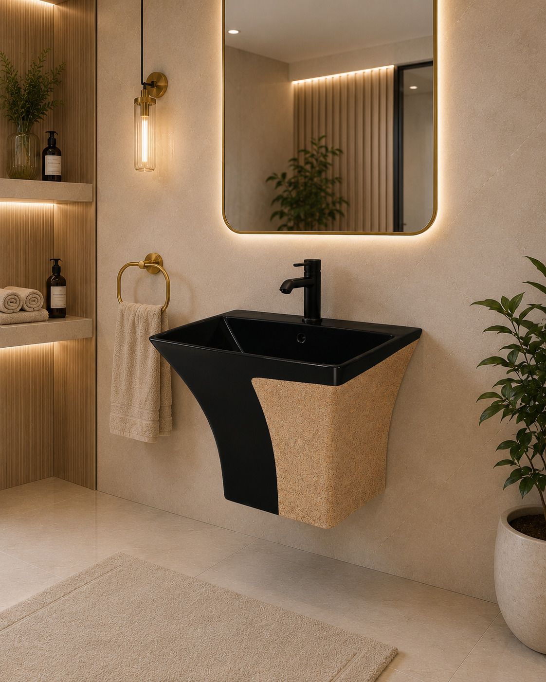 kemjo Luxurious Handcrafted Ceramic Designer Modern Style Wall Mounted Basin CBX40 Wall Hung Basin-picture-11