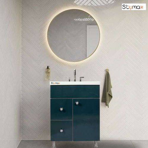 HDHMR BATHROOM VANITY (BROWN STONE MARBLE PATTERN WITH DIAMOND SHAPE DOOR KNOBS) NEW VSTY012 Table Top Basin-image-29