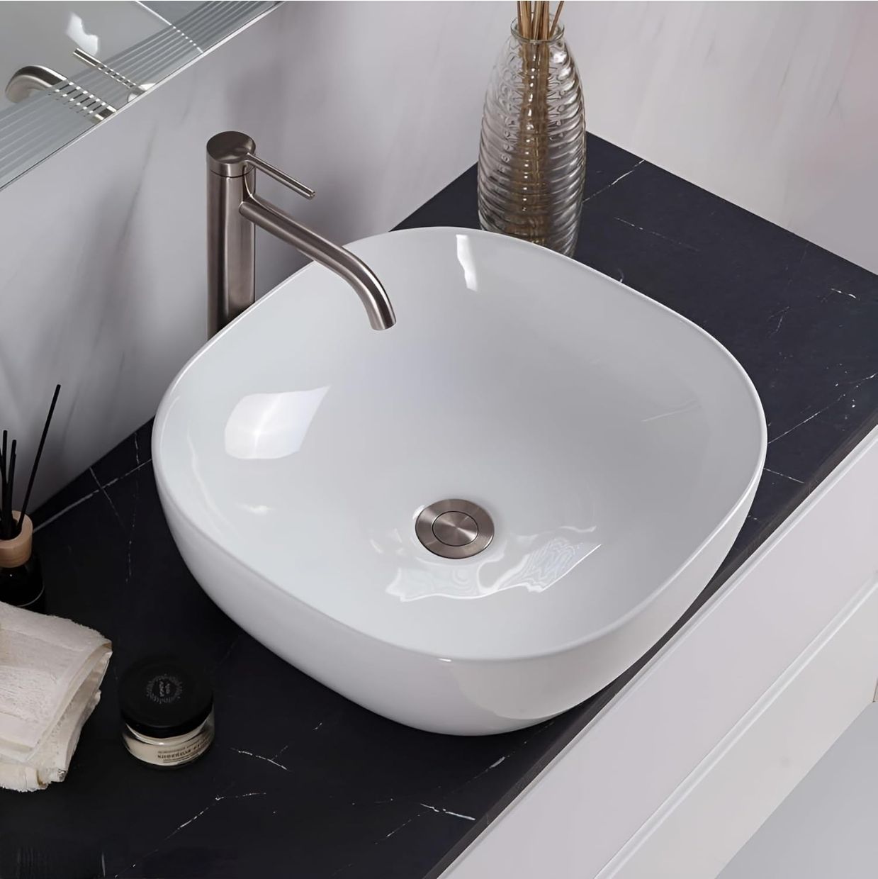 PREMIUM GRADE CERAMIC TABLE TOP WASH BASIN ( 16.5 * 16.5 ) Counter Top-image-45