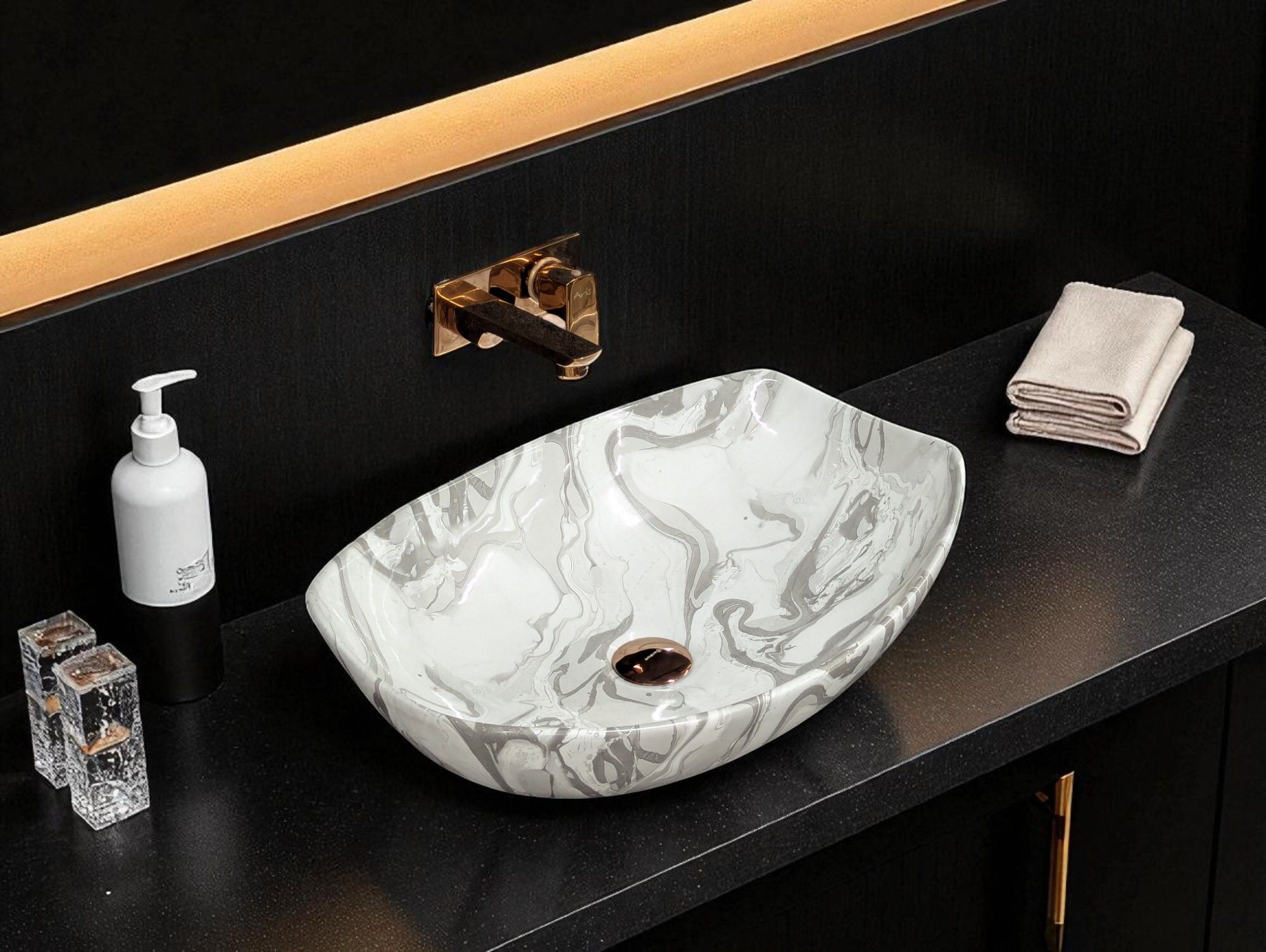 Premium Big Size Designer Ceramic Wash Basin(MN80 New) (22x15x5)(M-80 New) Table Top Basin-image-25