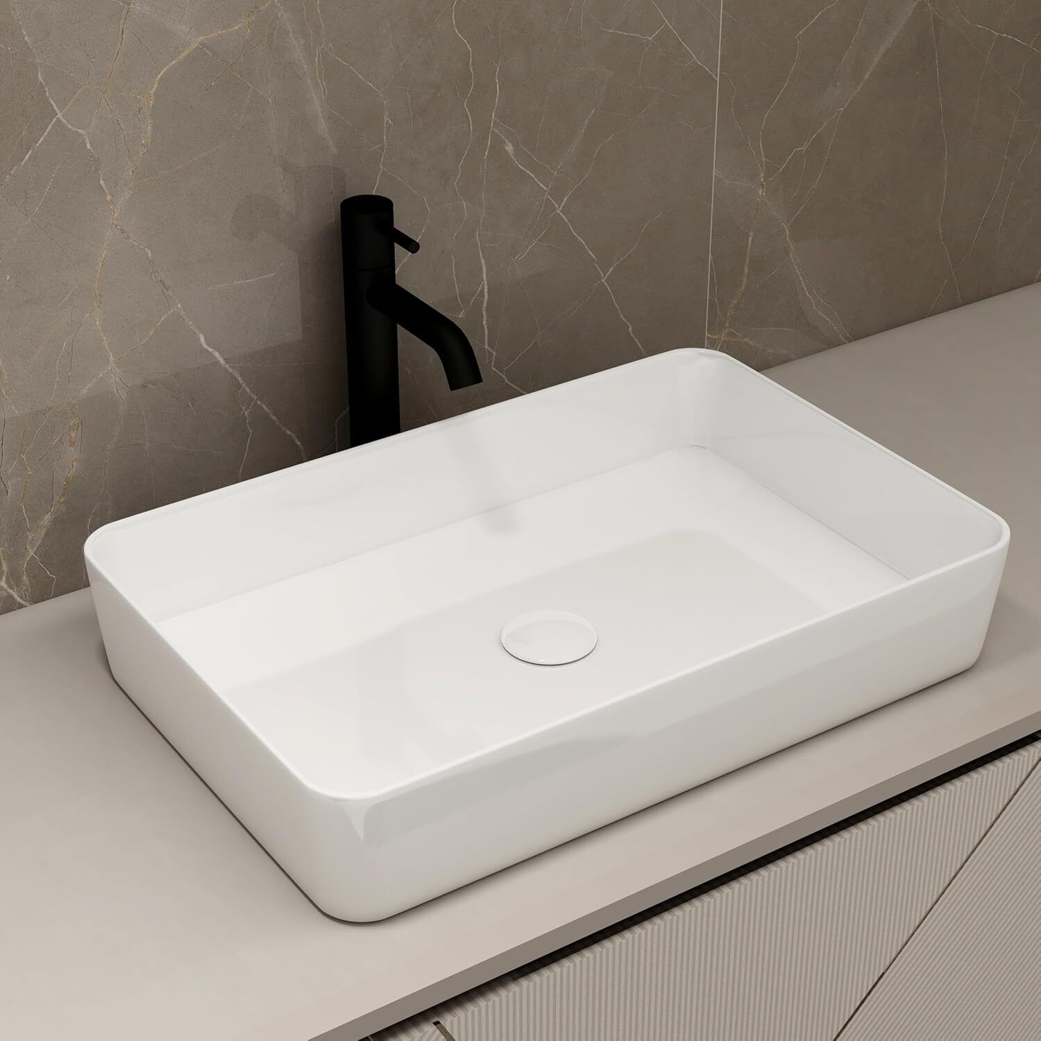 wassmist Basin Table Top Wash Basin | Ceramic Bathroom Sink | Megma White Basin Corner Basin-picture-17