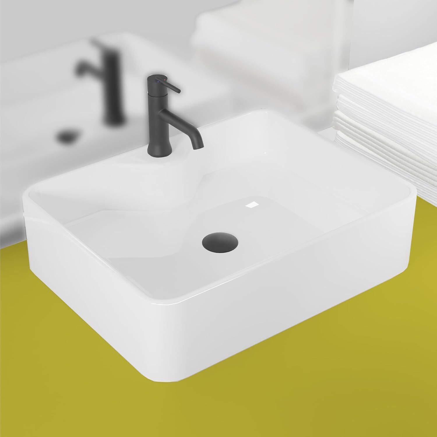 wassmist Basin Wash Basin/Basin for Bathroom | Table Top | 47.5D x 36.5W x 12.5H (CM) Counter Top-picture-12