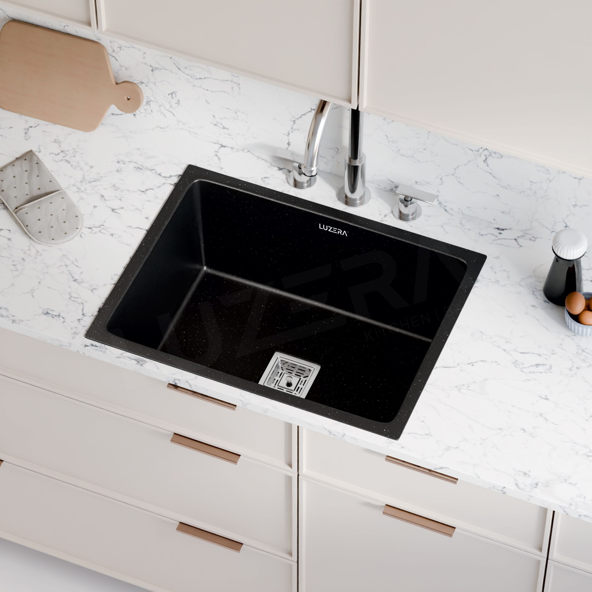 luzera PREMIUM MATT QUARTZ KITCHEN SINK SINGLE BOWL 21X18 Top Mount-picture-18