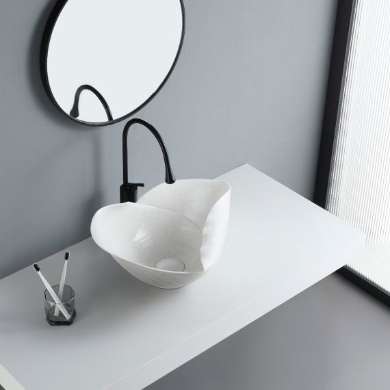 uniwell Handcrafted Ceramic Wash Basin Artistic Irregular Design Vanity Table Top US-4001 Vessel Sink-picture-21