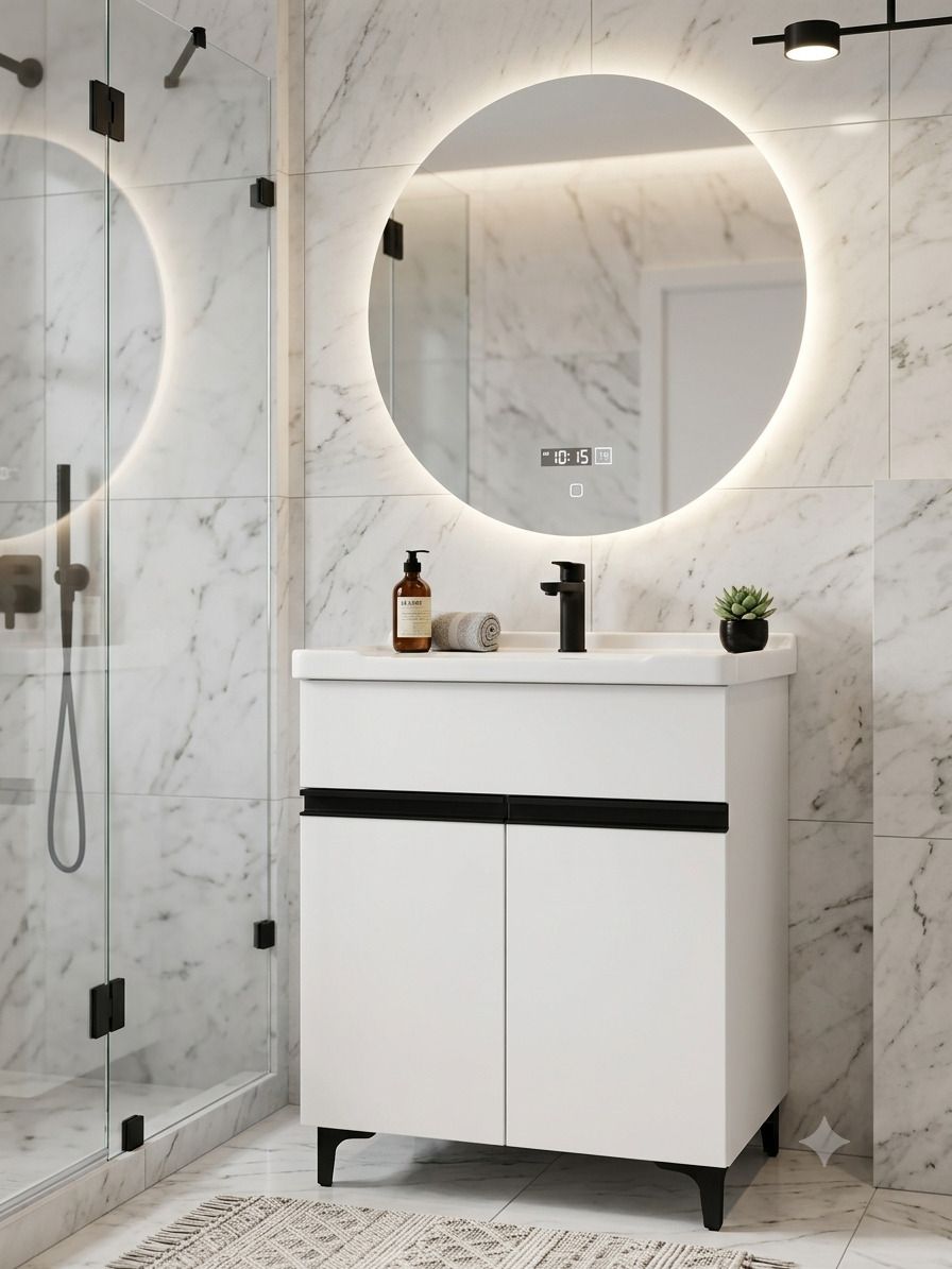 bobbyexport T White Premium 24" Modern Bathroom Vanity Cabinet with Ceramic Basin BEBT07 Table Top Basin-picture-26