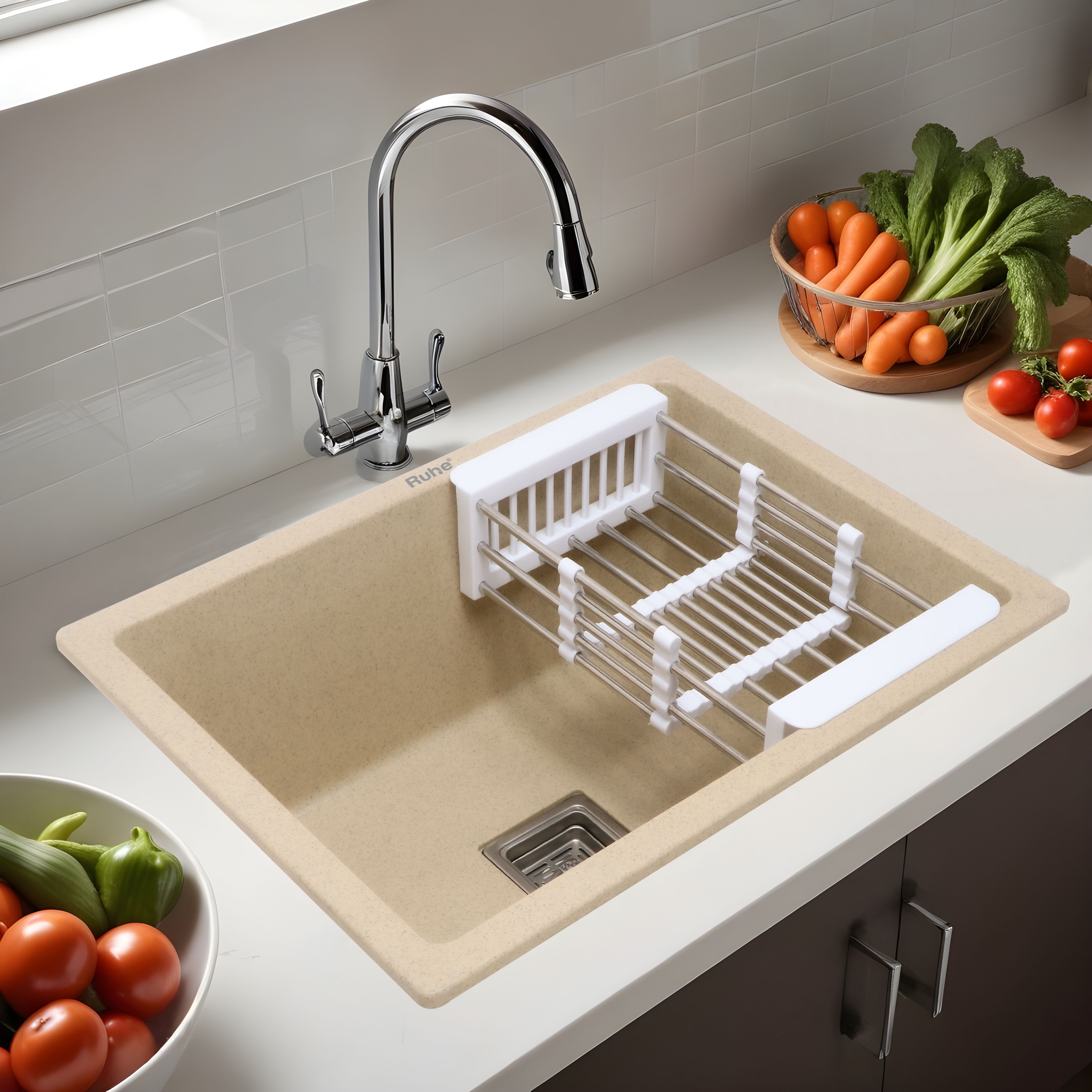 Quartz Single Bowl | 24x18x9 Inches Kitchen Sink | Sand Choco Matte Finish | Quartz Single Bowl 24x18x9 inches Kitchen Sink| Sand Choco Matte Finish Vessel Sink