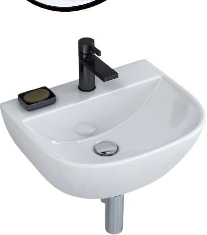 auranest Ceramic Wall Hung Washbasin | Compact Bathroom & Living Room Wall Mounted Sink AN_Woll-mount_basin_white Wall Hung Basin-picture-20